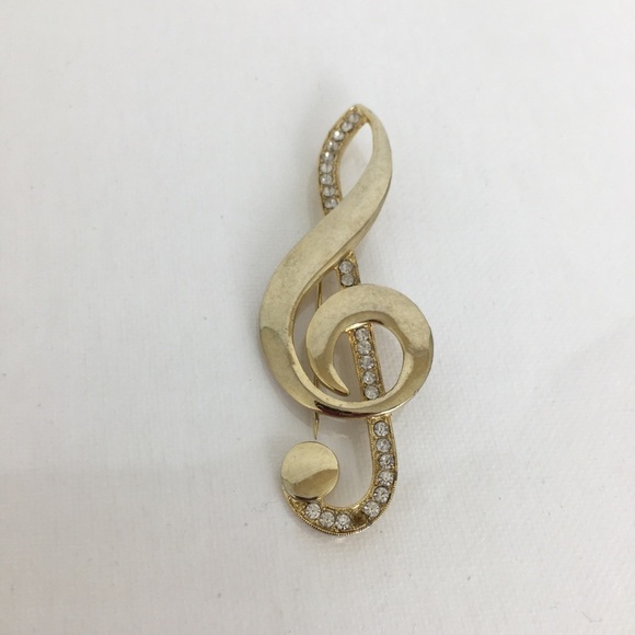 Vintage Music Brooch Pin Bundle Treble Clef Saxophone Piano And Horn Ornament - Picture 7 of 13
